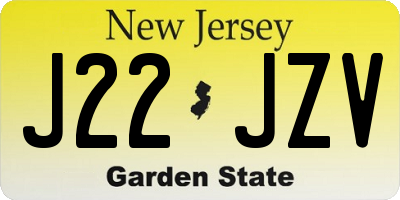 NJ license plate J22JZV