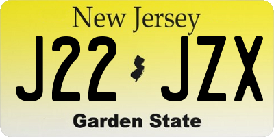 NJ license plate J22JZX