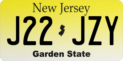 NJ license plate J22JZY