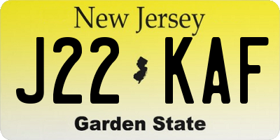 NJ license plate J22KAF