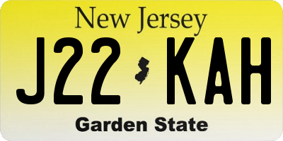 NJ license plate J22KAH