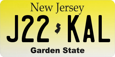 NJ license plate J22KAL