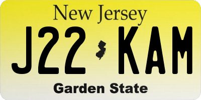NJ license plate J22KAM