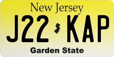 NJ license plate J22KAP