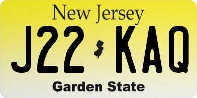 NJ license plate J22KAQ