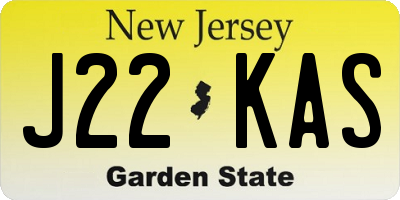 NJ license plate J22KAS