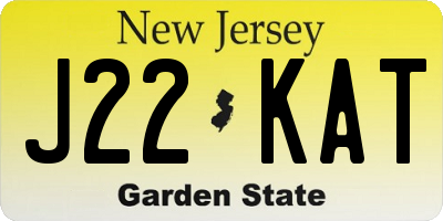 NJ license plate J22KAT