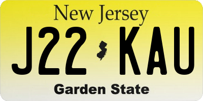 NJ license plate J22KAU