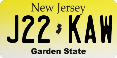 NJ license plate J22KAW