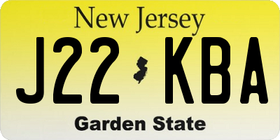 NJ license plate J22KBA