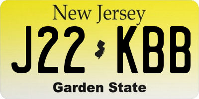 NJ license plate J22KBB