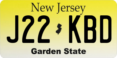 NJ license plate J22KBD