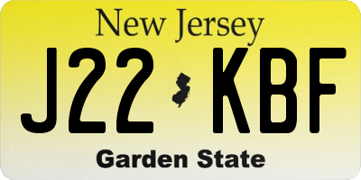 NJ license plate J22KBF