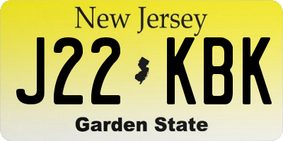 NJ license plate J22KBK