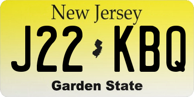 NJ license plate J22KBQ
