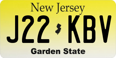 NJ license plate J22KBV