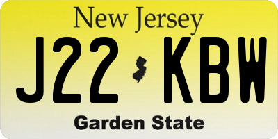 NJ license plate J22KBW