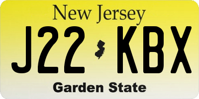 NJ license plate J22KBX