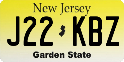 NJ license plate J22KBZ