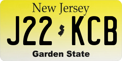 NJ license plate J22KCB