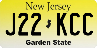 NJ license plate J22KCC