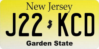 NJ license plate J22KCD