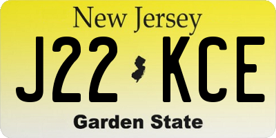 NJ license plate J22KCE