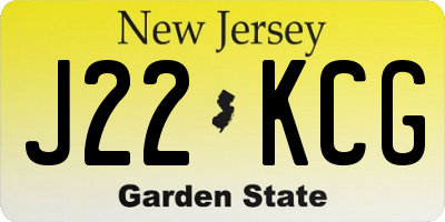 NJ license plate J22KCG