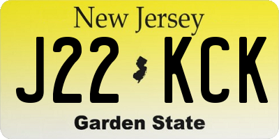 NJ license plate J22KCK