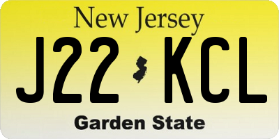 NJ license plate J22KCL