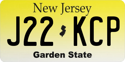 NJ license plate J22KCP