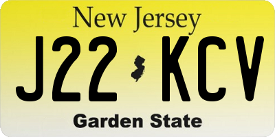 NJ license plate J22KCV
