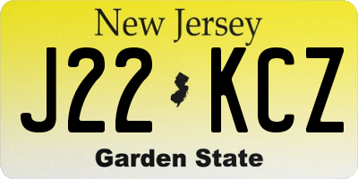 NJ license plate J22KCZ