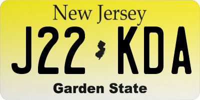 NJ license plate J22KDA