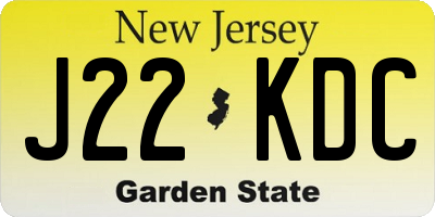 NJ license plate J22KDC