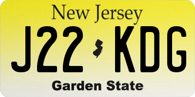 NJ license plate J22KDG