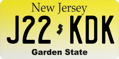 NJ license plate J22KDK