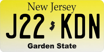NJ license plate J22KDN