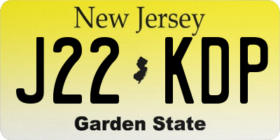 NJ license plate J22KDP