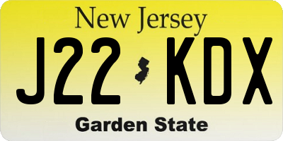NJ license plate J22KDX
