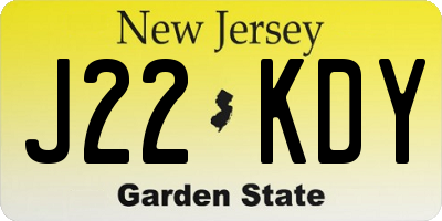 NJ license plate J22KDY