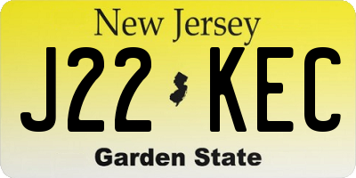 NJ license plate J22KEC