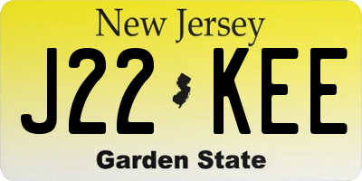 NJ license plate J22KEE
