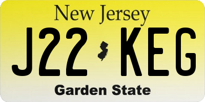 NJ license plate J22KEG