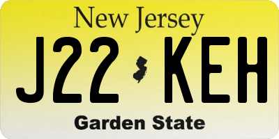 NJ license plate J22KEH