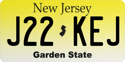 NJ license plate J22KEJ