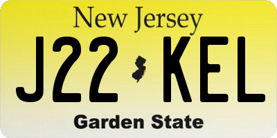 NJ license plate J22KEL