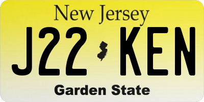 NJ license plate J22KEN