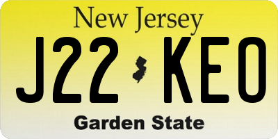 NJ license plate J22KEO