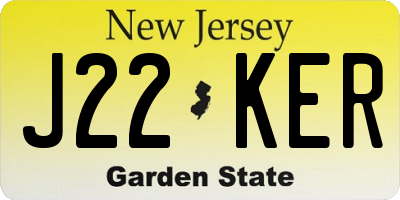 NJ license plate J22KER